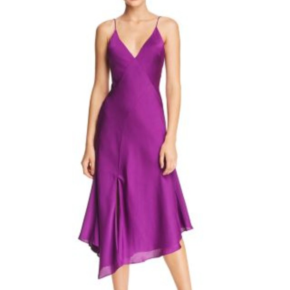 KEEPSAKE the label Infinity Midi Dress grape in grape asymmetric hem Sz S - Picture 1 of 11